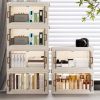 1 Piece Two Tier Folding Organizer with Lid and Door on Wheels, Collapsible Plastic Small Organizer, Clear Collapsible Organizer, Easy Access