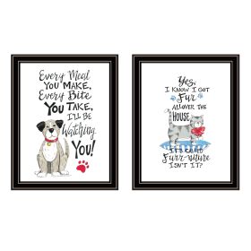 Trendy Decor 4U 2- Piece Vignette It's Called Furr-niture Isn't It? Black Framed Wall Art for Living Room