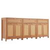 Rattan Cabinet with 6 Doors 3 Drawers Adjustable Shelves Set of 3 Natural