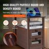 Farmhouse End Table Narrow Night Stand with USB Ports and Outlets Brown