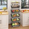 6 Tier Fruit Vegetable Basket For Kitchen With Wooden Tabletop