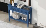 TREXM Rustic Console Table with Open Shelf, Rubber Wood Legs, Ideal for Entryways, Living Rooms, and Hallways (Navy)