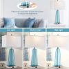 Table Lamp Set of 2 Touch Control, Contemporary Blue Green Glass Bedside Lamp with 2 USB Ports