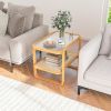 2-tier Bamboo Side Table with Glass Top