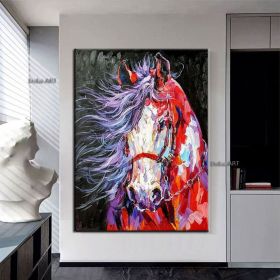 Oil Painting Handmade Hand Painted Wall Art Mintura Modern Abstract Horse Animal Home Living Room hallway bedroom luxurious decorative painting (2: A, 1: 100X150CM)