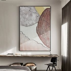 Handmade Abstract Art Hand Painted Yellow Gray Abstract Original Oil Painting Handmade Wall Art Paintings Decoration Home Living Room hallway bedroom (Style: 03, size: 60x90cm)