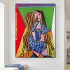 Handmade Oil Painting Picasso Style Oil Painting on Canvas Abstract Figurative Wall Art Original Handmade Artwork Home Office Decor Living Room Bedroo