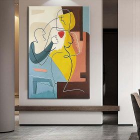 Handmade Oil Painting Picasso Style Oil Painting on Canvas Abstract Figurative Wall Art Original Handmade Artwork Home Office Decor Living Room Bedroo (Style: 12, size: 90x120cm)