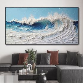 Ocean Hand Painted Texture Oil Painting Abstract Blue Sea Home Decor Art Fashion Wall Decor Painting Impressionist Art Living Room Decor Art (Style: 01, size: 120x240cm)