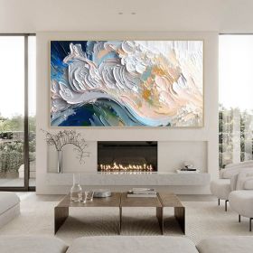 Hand Painted Oil Painting Original Flower Textured Wall Art 3D Abstrat Painting On Canvas Wall Decor Living Room Soft Color Textured Flower Wall Art S (Style: 01, size: 100x150)