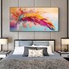 Handmade Oil Painting Colorful Feather Oil Painting on Canvas Large Wall Art Abstract Original Textured Painting Minimalist Art Custom Living Room Dec