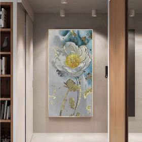 Handmade Oil Painting Original Abstract Painting On Canvas Floral Wall Art Handmade Canvas Painting Large Abstract Art Gold Painting Flower Canvas Art (Style: 01, size: 70x140cm)