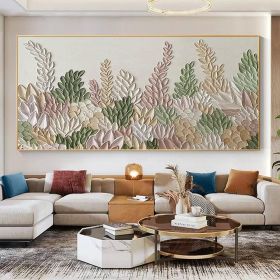 Handmade Oil Painting Abstract Flowers Landscape Oil Painting On Canvas Original Minimalist Green Floral Texture Painting Wall Art Modern Living Room (Style: 01, size: 70x140cm)