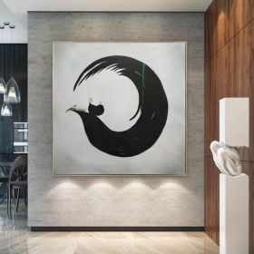 Handmade Oil Painting Large Canvas Wall Art Original Oil Painting On Canvas Black And White Painting On Canvas Modern Abstract Wall Art (Style: 01, size: 150x150cm)