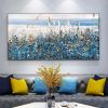 Hand Painted Oil Paintings Hand Painted Wall Art Abstract Plant Floral Blue Lavender Living Room Hallway Bedroom Luxurious Decorative Painting