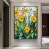 Hand painted Large Abstract Original Palette Knife Flower Oil Painting On Canvas Pink White Flower Living room Wall Decor Texture frame painting