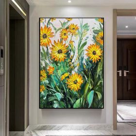 Hand painted Large Abstract Original Palette Knife Flower Oil Painting On Canvas Pink White Flower Living room Wall Decor Texture frame painting (Style: 02, size: 150x220cm)