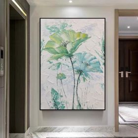 Hand painted Large Abstract Original Palette Knife Flower Oil Painting On Canvas Pink White Flower Living room Wall Decor Texture frame painting (Style: 04, size: 50x70cm)