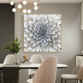 Handmade Oil Painting Original Abstract Flower oil Painting on Canvas Silver Texture Acrylic Painting Modern Floral Art Bedroom Home Decor Wall Art (Style: 01, size: 70x70cm)