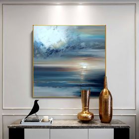 Handmade Oil Painting Abstract Ocean Oil Painting On Canvas Large Wall Art Original Sunset Seascape Painting Modern Living Room Home Decor (Style: 01, size: 120x120cm)