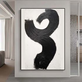 Hand Painted Oil Painting Black and White Textured Painting Palette Knife 3D Abstract Painting Hand-painted Acrylic Paintings Minimalist Wall Art for (Style: 01, size: 60x90cm)