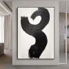 Hand Painted Oil Painting Black and White Textured Painting Palette Knife 3D Abstract Painting Hand-painted Acrylic Paintings Minimalist Wall Art for