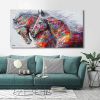 Hand Painted Oil Painting Abstract Horse Oil Paintings on Canvas Animal Wall Handpainted The Running Horse Painting Living Room Hallway Bedroom Decora