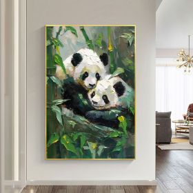 Hand Painted Oil Painting Original Panda Oil Painting on Canvas Large Textured Wall Art Abstract Nature Art Custom Animal Painting Modern Living room (Style: 01, size: 50x70cm)