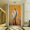 Hand Painted Oil Painting Orange Flowering Cherry Blossom Tree Painting Living Room Decor Wall Art Picture Thick Palette Knife Oil Painting On Canvas