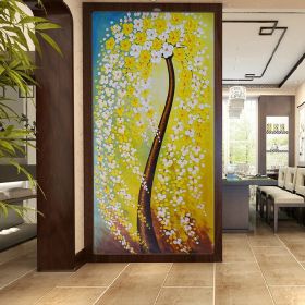 Hand Painted Oil Painting Modern Living Room Home Decor Wall Art Picture White Yellow Flower Tree Thick Palette Knife Oil Painting On Canvas Art (Style: 01, size: 100x150)