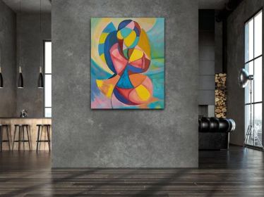 Oil Painting Canvas Original Modern Cubism Abstract Painting Colorful Geometric Wall Art Hand Painting by Canvas (Style: 01, size: 120x160cm)
