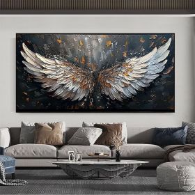 Abstract Wings Oil Painting on Canvas Large Wall Art Original Feather Painting Wings Wall Decor Living room Home Decor Gifts for Friend (Style: 01, size: 40x80cm)