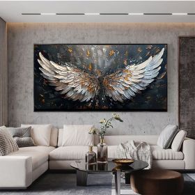 Abstract Wings Oil Painting on Canvas Large Wall Art Original Feather Painting Wings Wall Decor Living room Home Decor Gifts for Friend (Style: 01, size: 60x120cm)