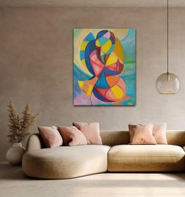 Oil Painting Canvas Original Modern Cubism Abstract Painting Colorful Geometric Wall Art Hand Painting by Canvas (Style: 01, size: 50x70cm)
