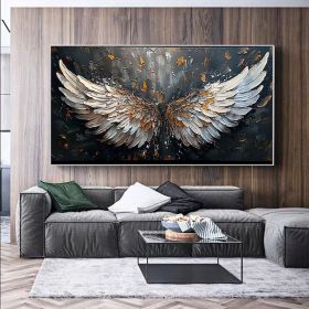 Abstract Wings Oil Painting on Canvas Large Wall Art Original Feather Painting Wings Wall Decor Living room Home Decor Gifts for Friend (Style: 01, size: 120x240cm)