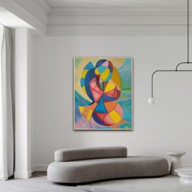 Oil Painting Canvas Original Modern Cubism Abstract Painting Colorful Geometric Wall Art Hand Painting by Canvas (Style: 01, size: 100x150cm)