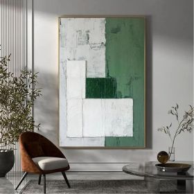 Large Green Wall Art Green Minimalist Painting White Texture Art White Abstract Painting Original Minimalist Abstract Art Wabi-Sabi Wall Art (Style: 01, size: 50x70cm)