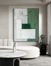 Large Green Wall Art Green Minimalist Painting White Texture Art White Abstract Painting Original Minimalist Abstract Art Wabi-Sabi Wall Art (Style: 01, size: 70x100cm)