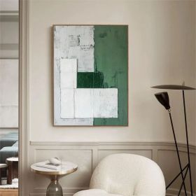 Large Green Wall Art Green Minimalist Painting White Texture Art White Abstract Painting Original Minimalist Abstract Art Wabi-Sabi Wall Art (Style: 01, size: 80x120cm)