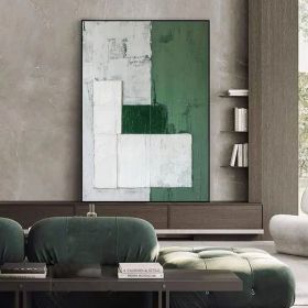 Large Green Wall Art Green Minimalist Painting White Texture Art White Abstract Painting Original Minimalist Abstract Art Wabi-Sabi Wall Art (Style: 01, size: 100x150cm)