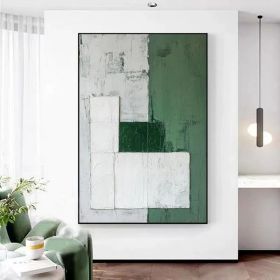 Large Green Wall Art Green Minimalist Painting White Texture Art White Abstract Painting Original Minimalist Abstract Art Wabi-Sabi Wall Art (Style: 01, size: 140x210cm)