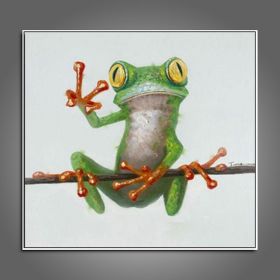 100% Hand Painted  Abstract Oil Painting Wall Art Modern Minimalist Frog Picture Canvas Home Decor For Living Room No Frame (size: 70x70cm)