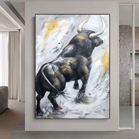 original bull artwork extra large abstract art textured impressionism painting on canvas large canvas wall art animal portrait painting (Style: 01, size: 90x130cm)