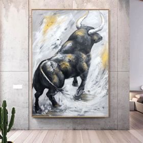 original bull artwork extra large abstract art textured impressionism painting on canvas large canvas wall art animal portrait painting (Style: 01, size: 120x160cm)