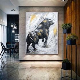 original bull artwork extra large abstract art textured impressionism painting on canvas large canvas wall art animal portrait painting (Style: 01, size: 140x210cm)