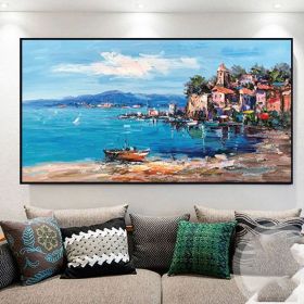 Original oil painting Abstract painting Seascape oil painting Large oil painting Home Décor Sky painting Sea mural Living room art (Style: 01, size: 140x280cm)