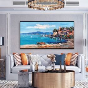 Original oil painting Abstract painting Seascape oil painting Large oil painting Home Décor Sky painting Sea mural Living room art (Style: 01, size: 70x140cm)