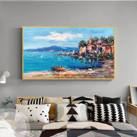 Original oil painting Abstract painting Seascape oil painting Large oil painting Home Décor Sky painting Sea mural Living room art (Style: 01, size: 100x200cm)