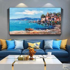Original oil painting Abstract painting Seascape oil painting Large oil painting Home Décor Sky painting Sea mural Living room art (Style: 01, size: 40x80cm)