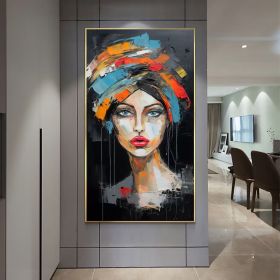 Original Beautiful Girl Oil Painting on Canvas Large Wall Art Abstract Portrait Art Custom Painting Fashion Decor Personalized Gift for Her (Style: 01, size: 140x280cm)
